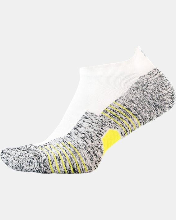 Unisex UA Run Cushion No Show Tab Running Socks, White, pdpMainDesktop image number 1